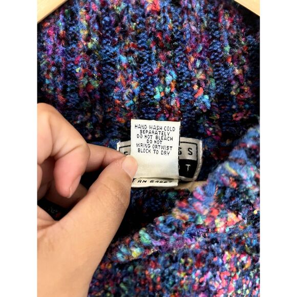 Vintage Express Rainbow Purple Mock Neck Chenille Wool Blend Sweater Size Medium - Picture 4 of 5